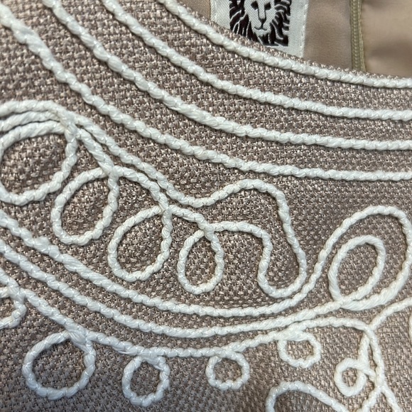 Anne Klein Tan White Embroidered Rope Sleeveless Empire Waist Dress - Picture 8 of 8